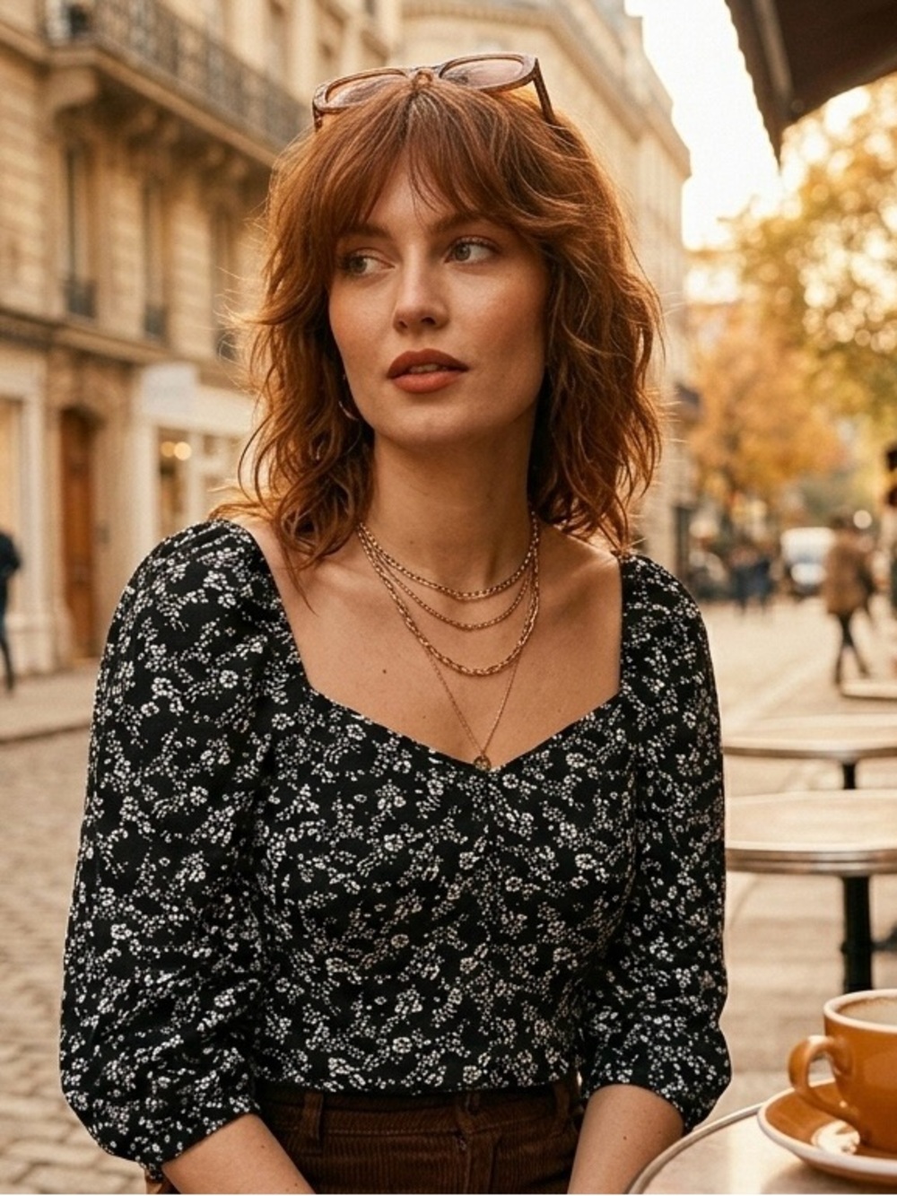 NWT Ripe ($43) Black Floral Puff Sleeve Square Neck Top | Feminine Chic Blouse